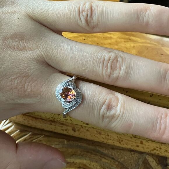 Genuine Orange Mystic Topaz Sterling Silver Ring Size 8 - Picture 3 of 8